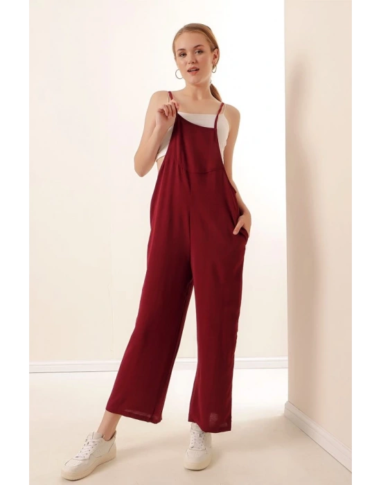 7019 Askılı Bahçivan Tulum  Bordo