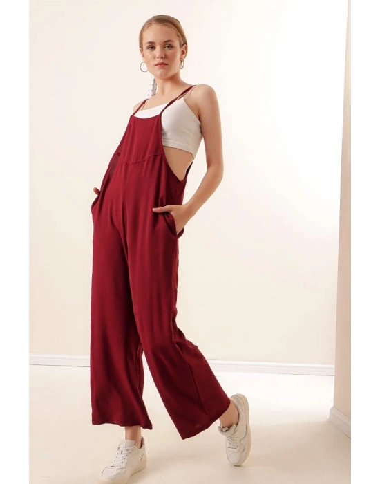 7019 Askılı Bahçivan Tulum  Bordo