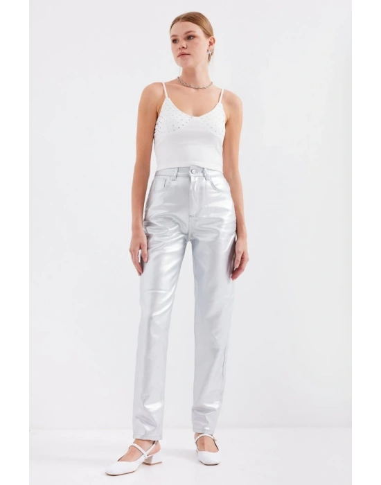 918 İp Askılı Crop Top  Beyaz