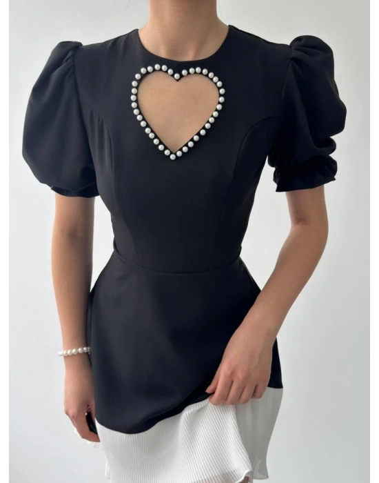 afe Kalp Detaylı Elbise