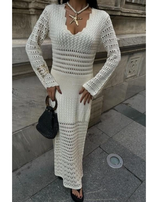 Ajur Detaylı İspanyol Kol Elbise 2840