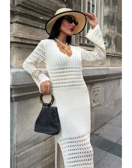 Ajur Detaylı İspanyol Kol Elbise 2840