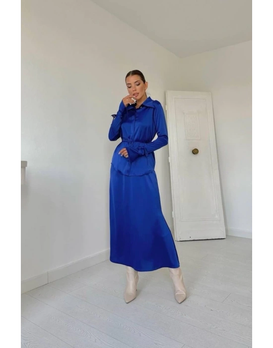 aks Biyeli Gömlek Ve Etek Takım