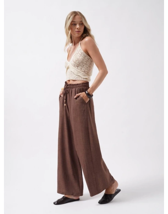 Aksesuar Detay Keten Pantolon