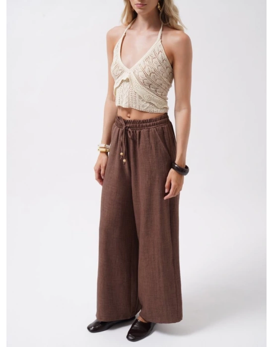 Aksesuar Detay Keten Pantolon