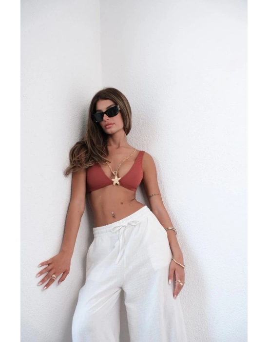 Aksesuar Detay Keten Pantolon