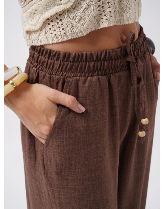 Aksesuar Detay Keten Pantolon