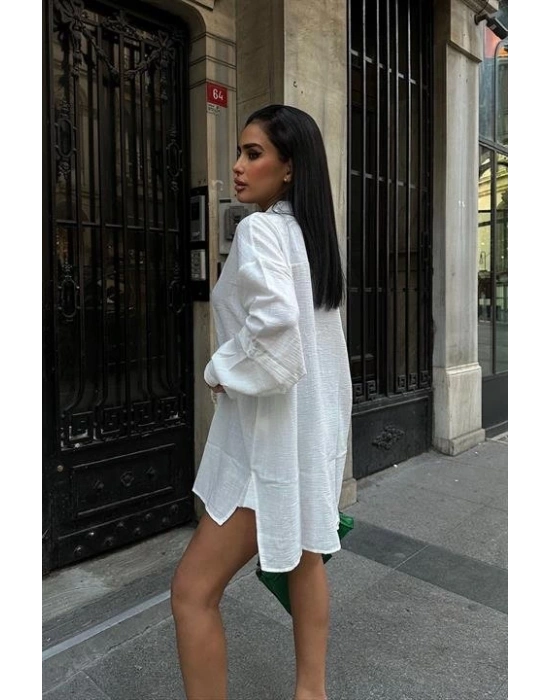 Alina Kol Cut Out Keten Gömlek 325208