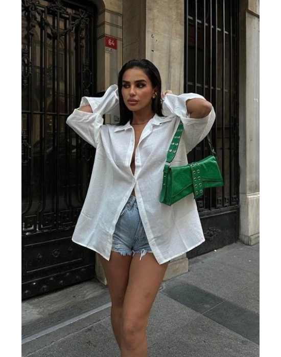 Alina Kol Cut Out Keten Gömlek 325208