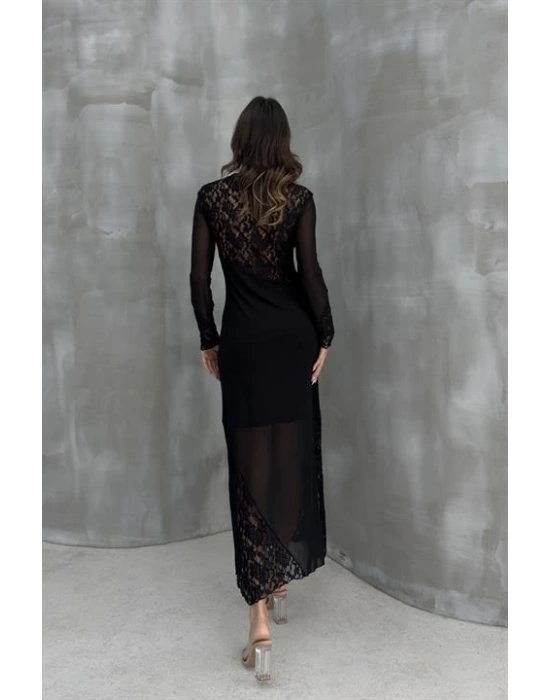 Almond Dantel Detaylı Tül Elbise 26598