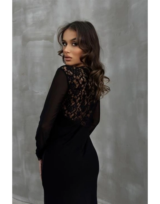 Almond Dantel Detaylı Tül Elbise 26598