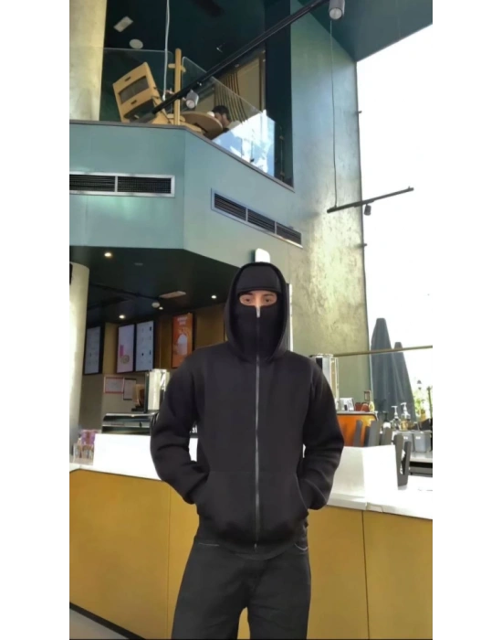 amuray ZIP Fermuarlı Kapüşonlu weathirt iyah