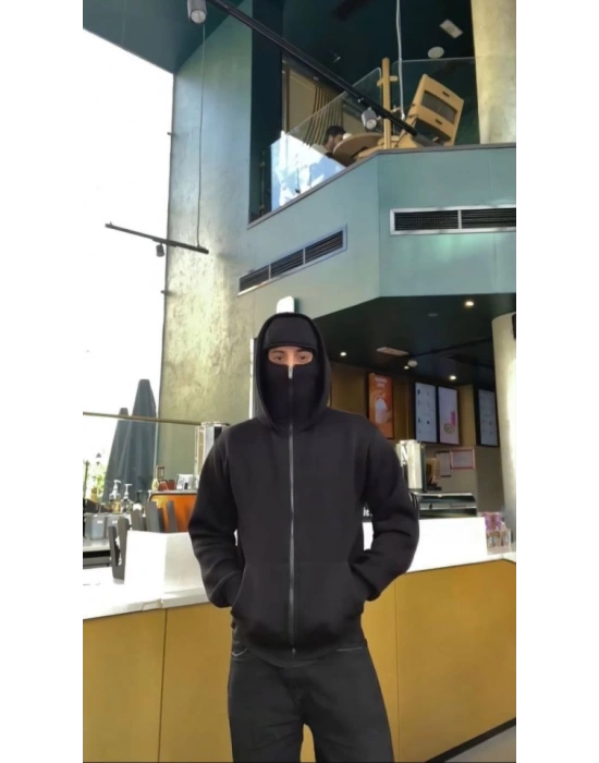 amuray ZIP Fermuarlı Kapüşonlu weathirt iyah