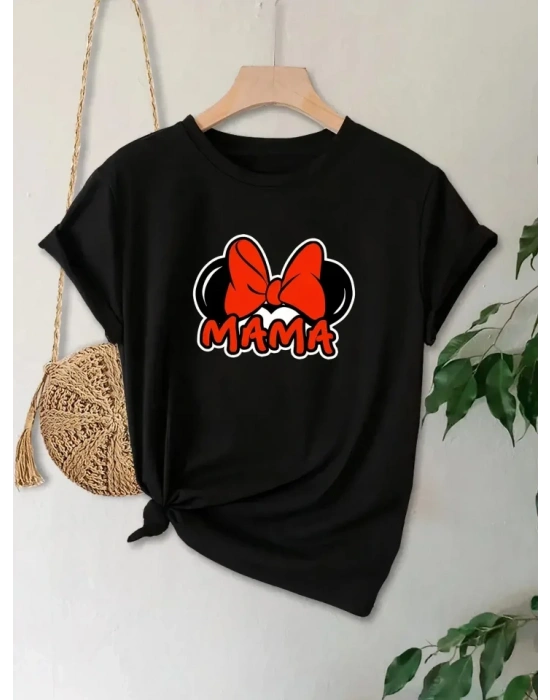Anneler Günü Hediye Anne Temalı Baskılı Oversize Bisiklet Yaka Tshirt  iyah