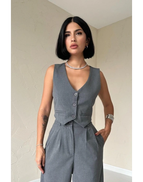 Antrasit Klas Ceket Ve Yelek Ve Pantolon Takım