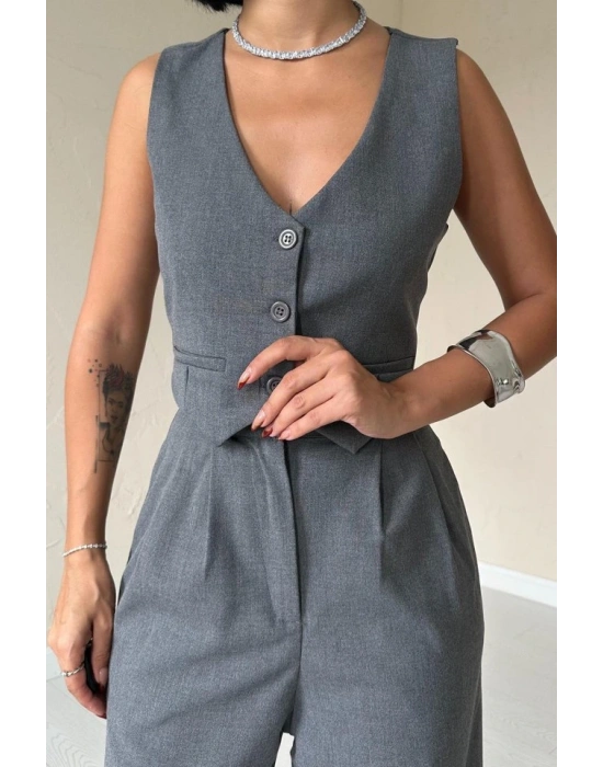 Antrasit Klas Ceket Ve Yelek Ve Pantolon Takım