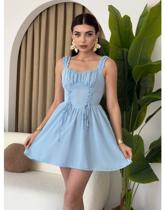 Aria Büzgü Askılı Elbise