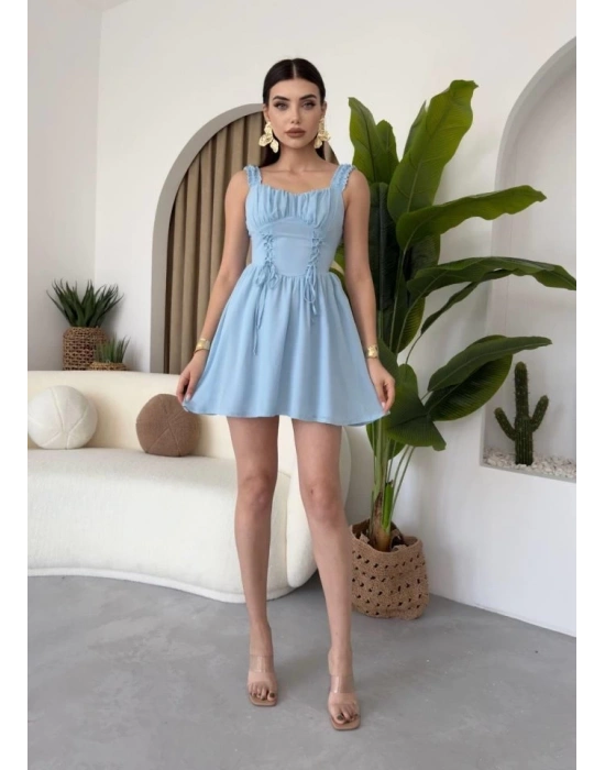 Aria Büzgü Askılı Elbise