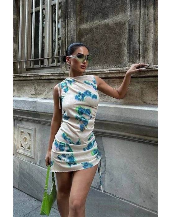 arilyn Desenli Büzgülü Elbise 251413