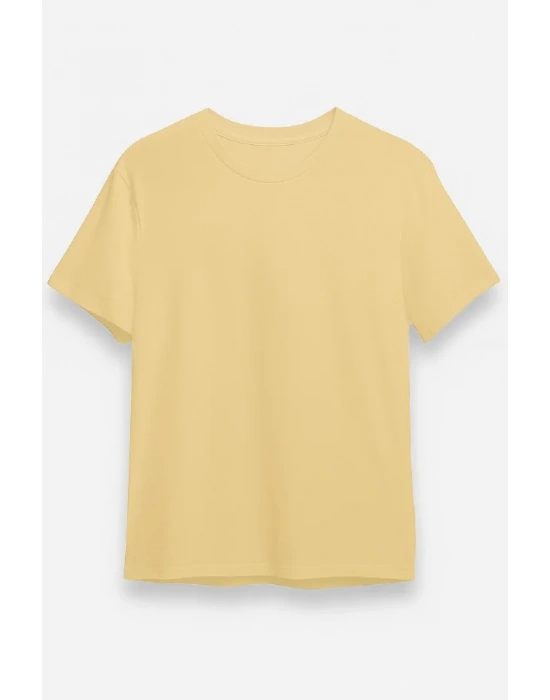 Arka 24/1 Düz Oversize Tshirt  Bej