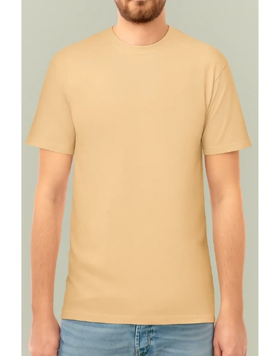 Arka 24/1 Düz Oversize Tshirt  Bej