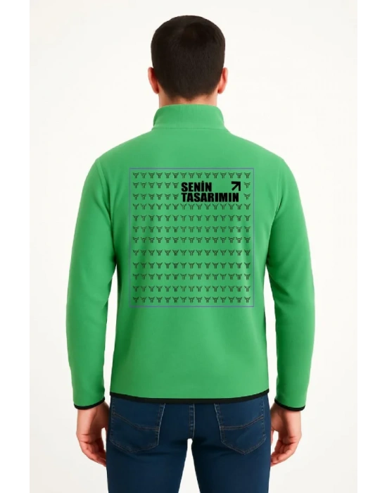 Arka Polar Kazak Dik Yaka  Yeşil