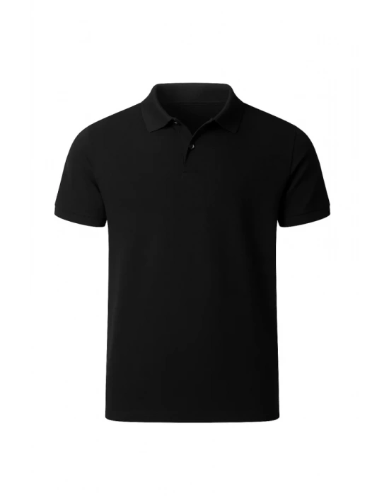 Arka Polo Yaka Pike Peteklı Tişört  iyah