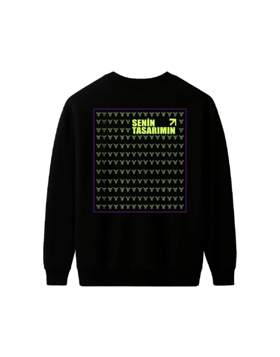 Arka Üç İplik Biskilet Yaka weatshirt  iyah