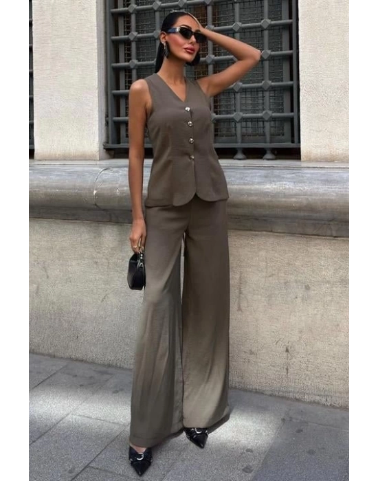 Arkası Bağcıklı Yelek Plazza Pantolon Modal Takım 1020208