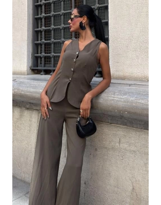 Arkası Bağcıklı Yelek Plazza Pantolon Modal Takım 1020208