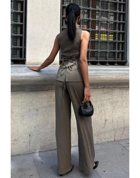 Arkası Bağcıklı Yelek Plazza Pantolon Modal Takım 1020208