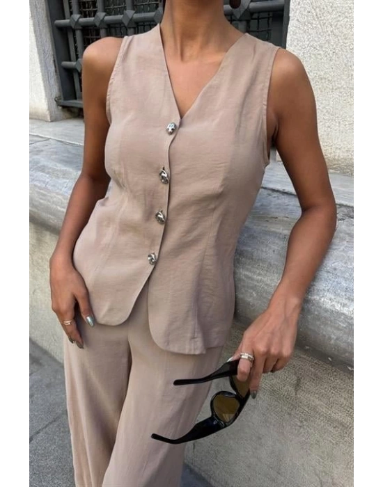 Arkası Bağcıklı Yelek Plazza Pantolon odal Takım 1020208