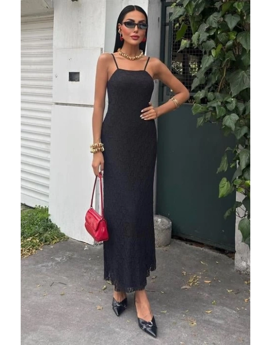 Askıları Ayarlanabilir Örme Dantel Elbise 2879