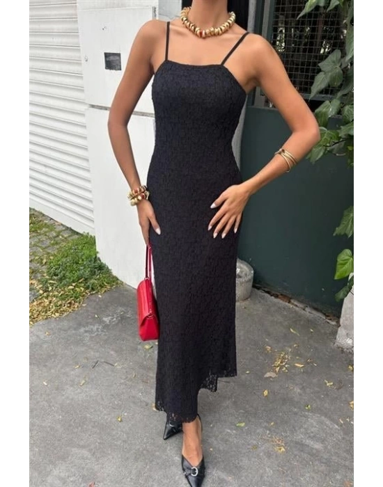 Askıları Ayarlanabilir Örme Dantel Elbise 2879