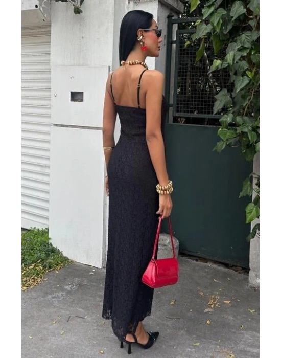 Askıları Ayarlanabilir Örme Dantel Elbise 2879