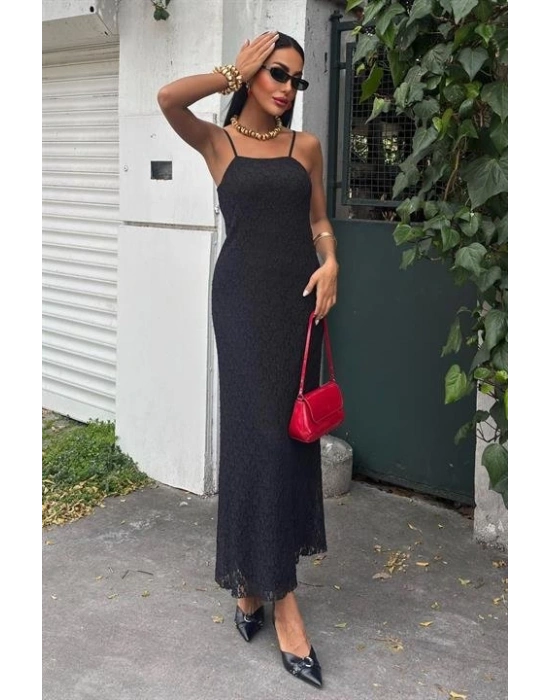 Askıları Ayarlanabilir Örme Dantel Elbise 2879