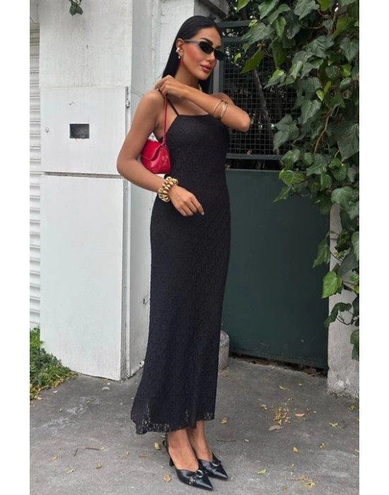 Askıları Ayarlanabilir Örme Dantel Elbise 2879
