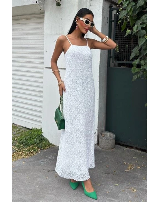 Askıları Ayarlanabilir Örme Dantel Elbise 2879