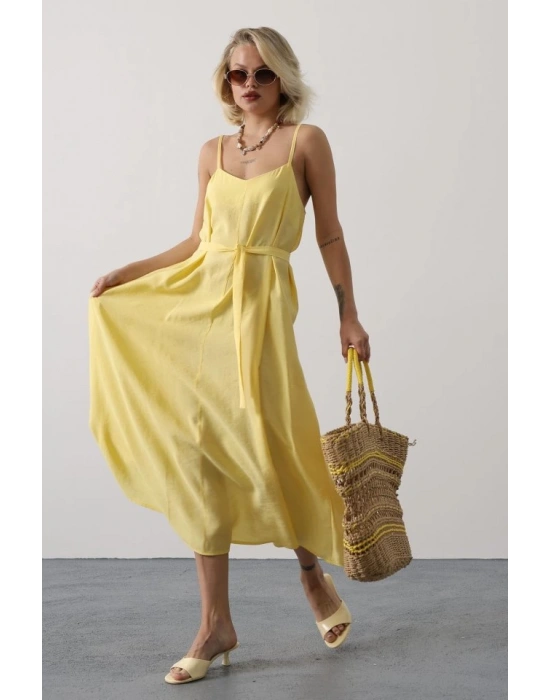 Askılı Basic Uzun Elbise  arı