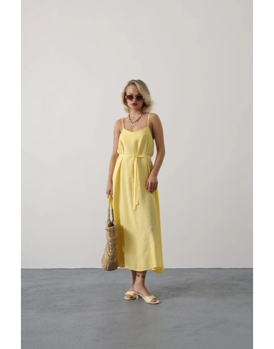 Askılı Basic Uzun Elbise  arı