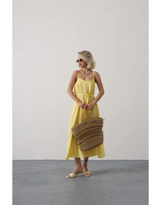 Askılı Basic Uzun Elbise  arı