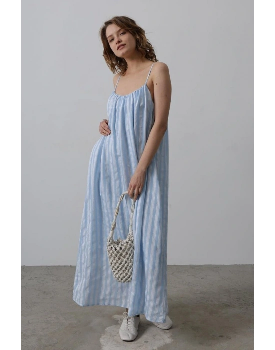 Askılı Çizgi Desen Elbise  Bebe avisi