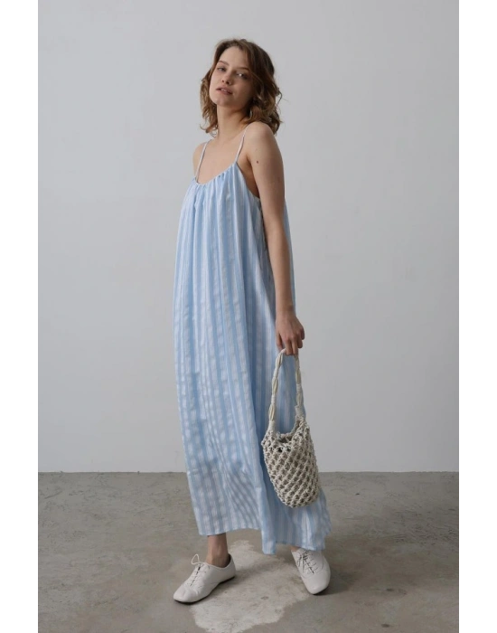 Askılı Çizgi Desen Elbise  Bebe avisi