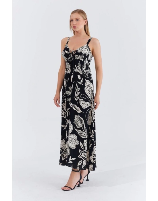 Askılı Viscon Elbise  iyah