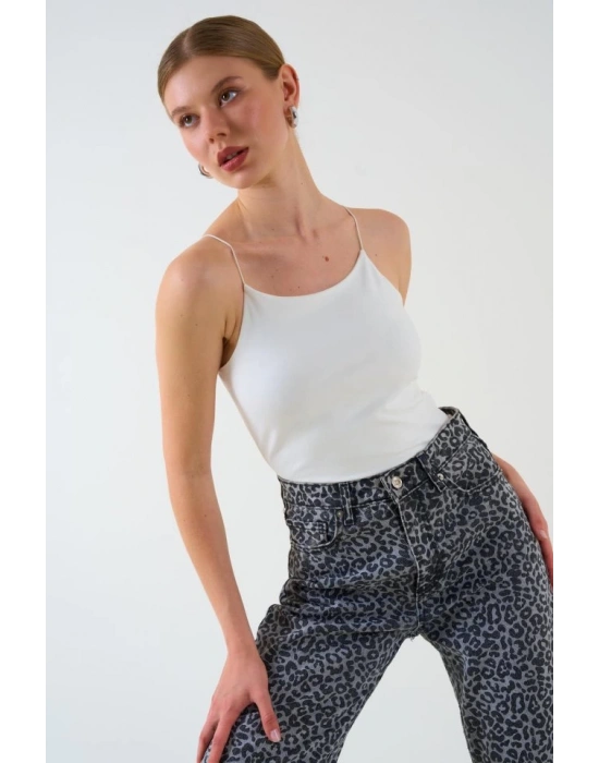 Askısı Lastikli Atlet  Ekru