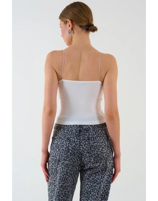 Askısı Lastikli Atlet  Ekru