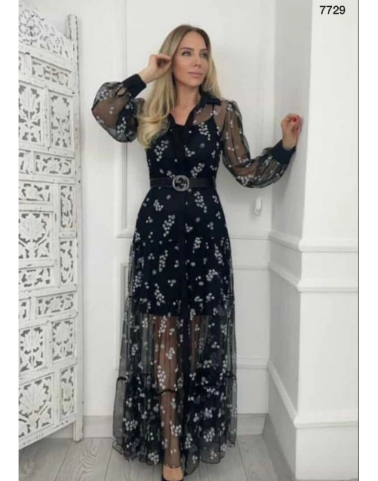 Astar Sandy, Dışı Tül çiçek Desenli Elbise