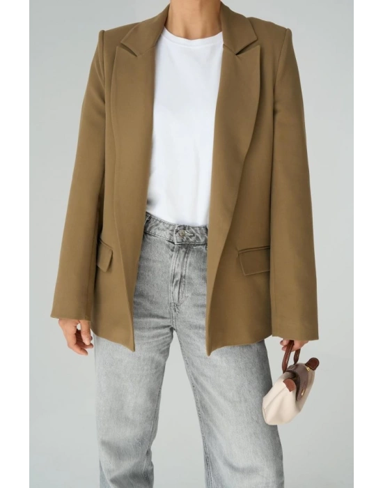 Astarı Çizgili Ceket  Vizon