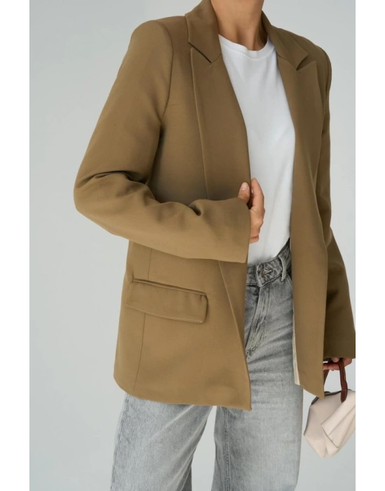 Astarı Çizgili Ceket  Vizon