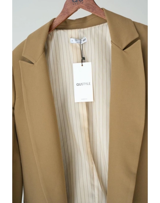 Astarı Çizgili Ceket  Vizon